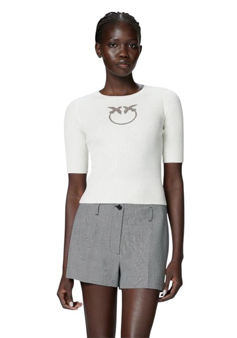 Love Birds logo rib knit in transparency PINKO | sweaters | 102017 A1KWZ05